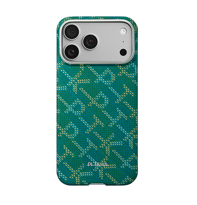 PITAKA Ultra-Slim Case for iPhone 17 Pro - Monogram (Gold/Green)