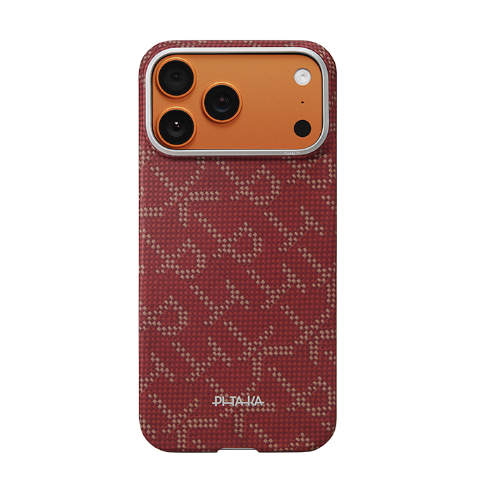 PITAKA Ultra-Slim Case for iPhone 17 Pro Max- Monogram (Gold/Red)