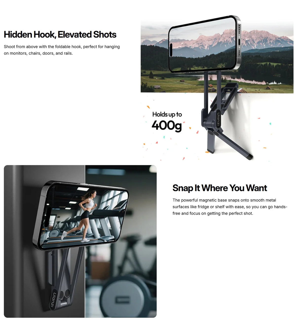 Ulanzi MA38 folding hanging hook feature for content creators
