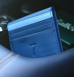 7WALLET GRAIN TEXTURE LEATHER CARD WALLET BLUE/GR